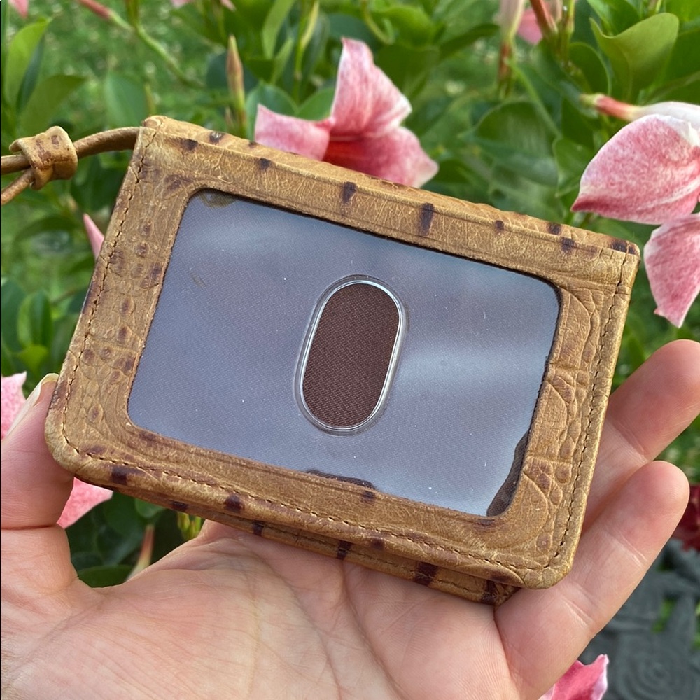 BRAHMIN MINI KEY COGNAC COLLODI MELBOURNE Genuine LEATHER BI FOLD MINI WALLET ID - Picture 4 of 12